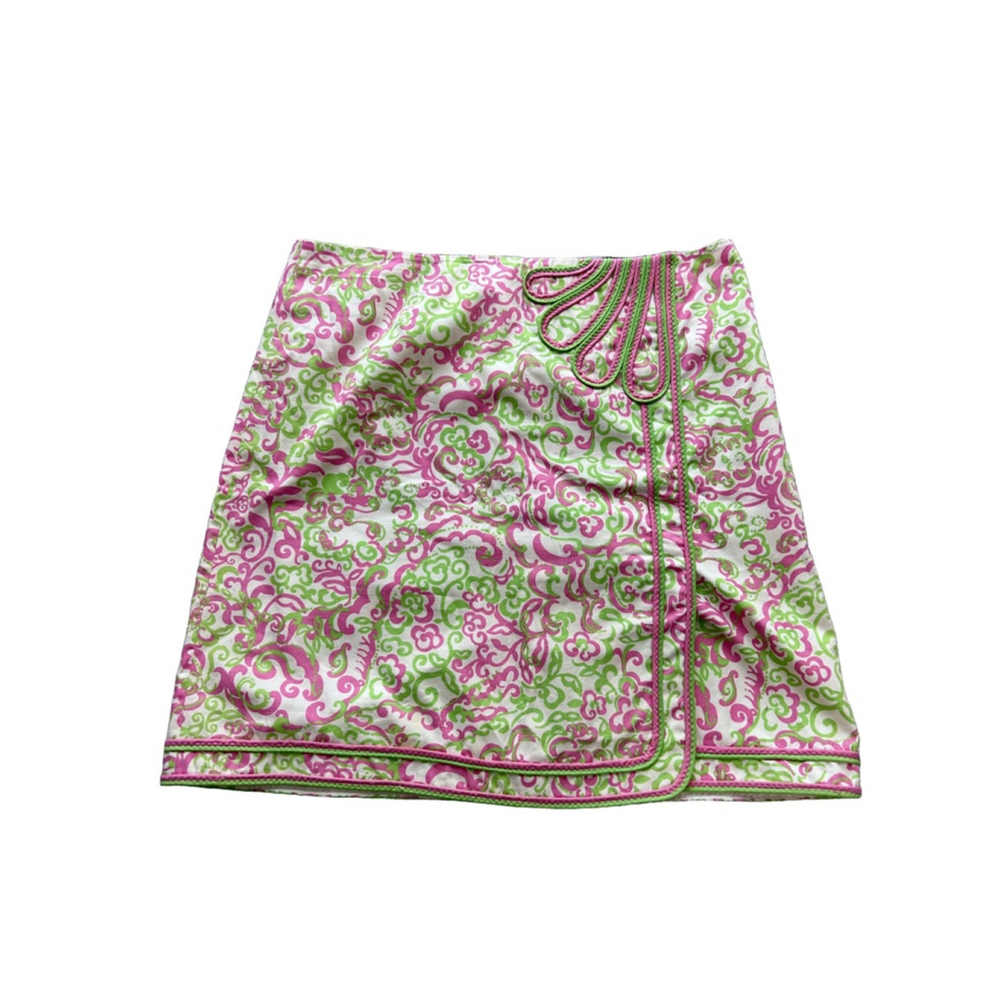Vintage Lilly Pulitzer Kendall Skirt Size 4 Pink & Green Print